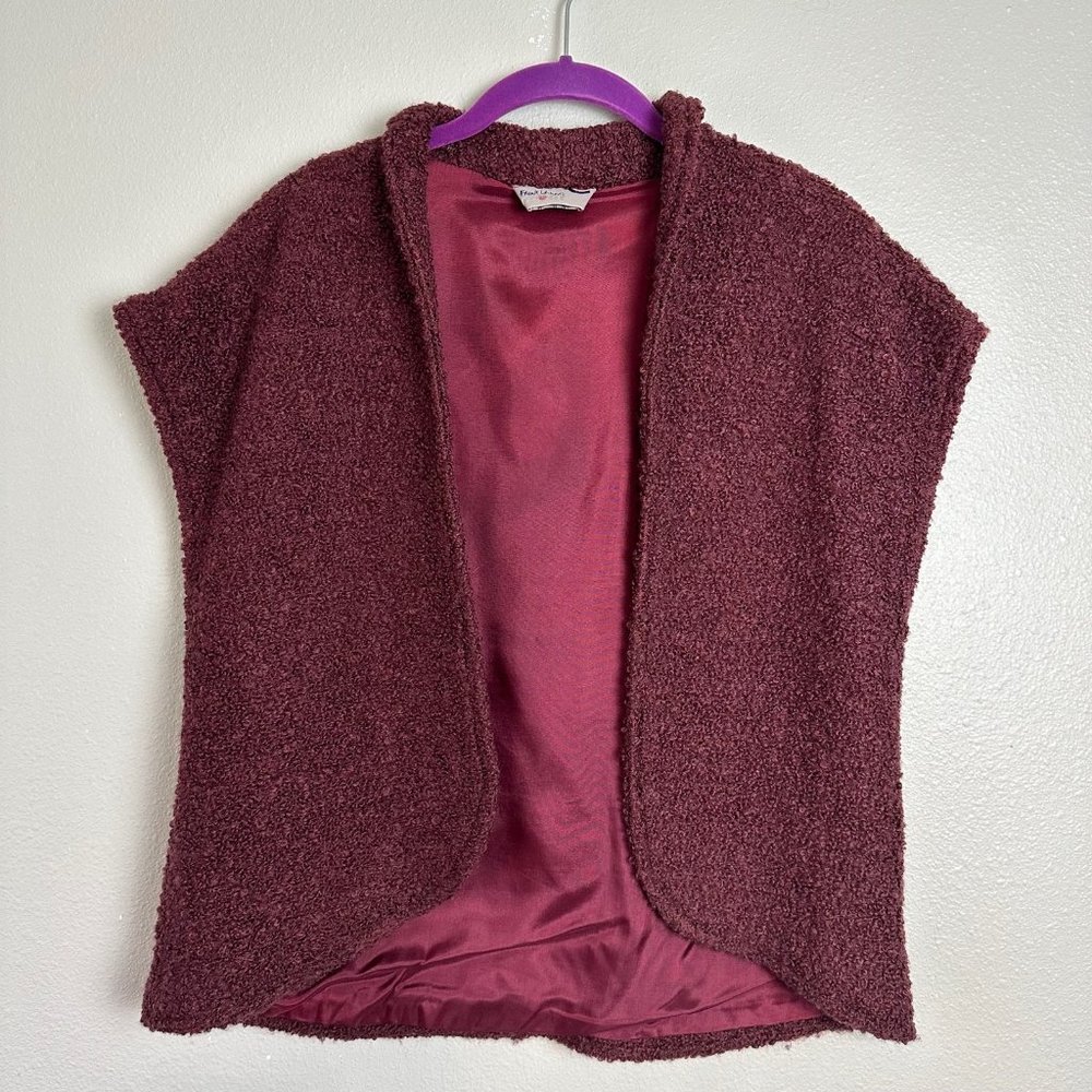 vintage 70s Frank Usher Sport purple boucle bolero vest size 10 cutaway maroon